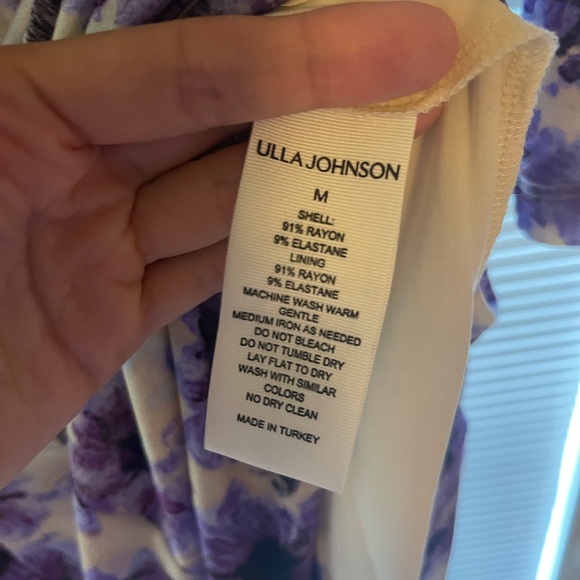 Ulla Johnson Purple and Cream Floral Long Sleeve Dress - Picture 3 of 6